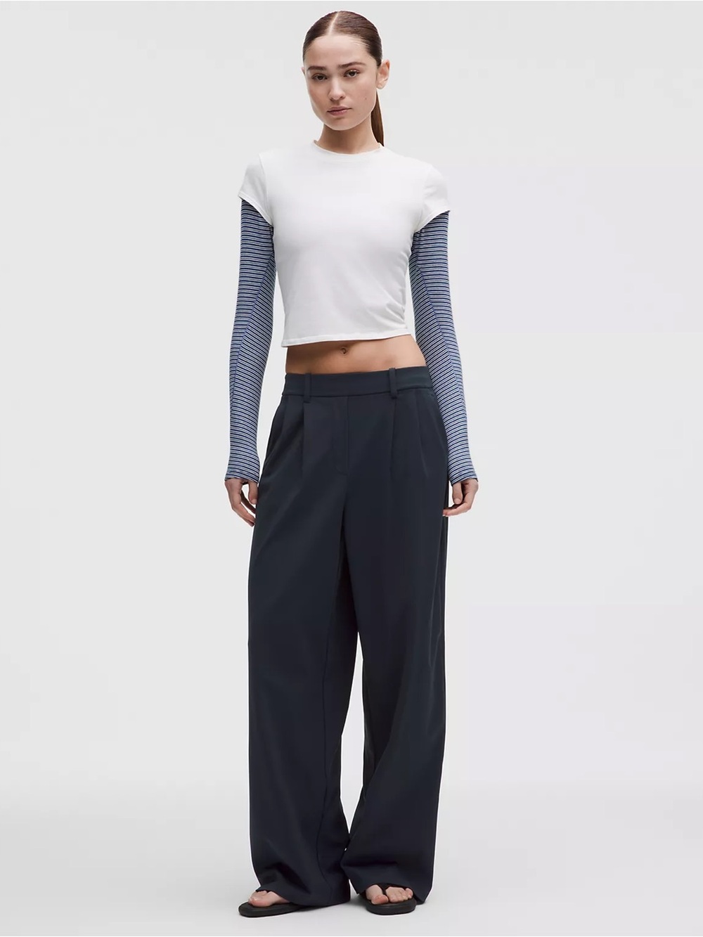 BLUE Lululemon athletica Navy Wide-Leg Tailored Pants XLT.